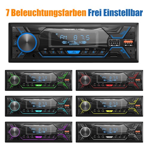 Autoradio mit DAB+ Bluetooth Freisprech 7 Farben 1 DIN MP3 Player USB SD Aux FM - Bild 8 von 13