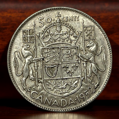 1952 Kanada 50 Cents King George 80% Silber Münze KM# 45 Lot C7-214 geringe Auflage