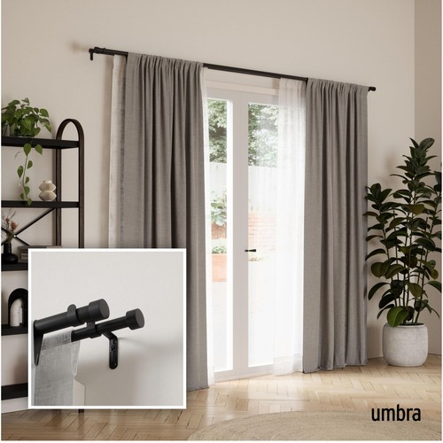 Umbra Cappa Double Curtain Rod, Includes 2 Matching Finials, Brackets & - Picture 2 of 8