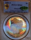 1880 S MORGAN PCGS MS64 CAC SIMPSON COLLECTION SPECTACULAR RAINBOW Famous Owned