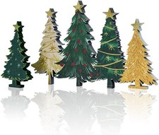 Smile 3 Pcs Wooden Blocks Christmas Decoration Trees Signs, Rustic Black 