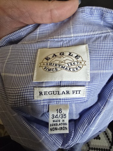 Eagle Shirtmakers blau kariertes Hemd mit Knopfleiste Größe 16, 34/35, Large - Bild 6 von 7