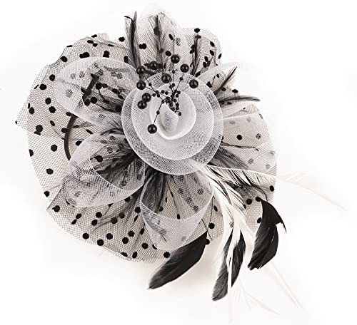 Kentucky Derby Fascinators for Women High Tea Party Hat One Size Black&white - Picture 5 of 5