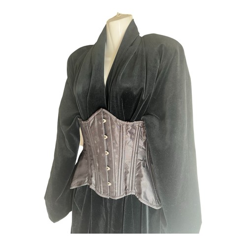 Vintage Velvet Maxi Open Front Opera Jacket Gothic Oversized Pockets Long Line - Picture 6 of 14