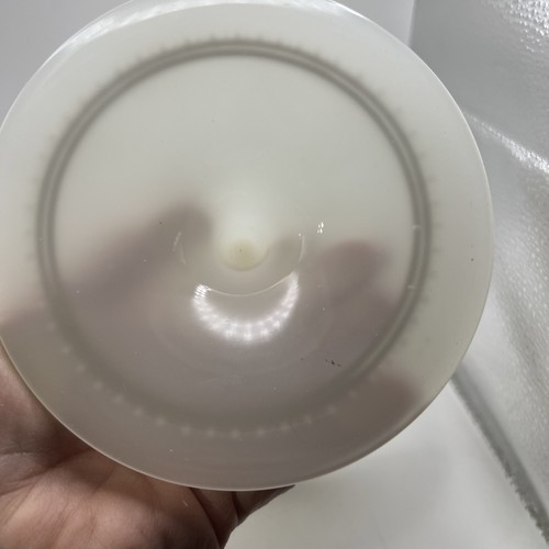 Ciotola coperta piedistallo composta vetro opalescente dipinto vintage elegante alta 8" - Foto 15 di 19