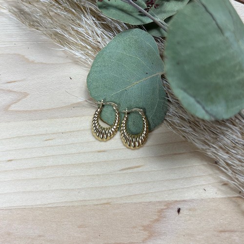 Vintage DN 14K Croissant Gold Creolen im Garnelenstil - Bild 4 von 9