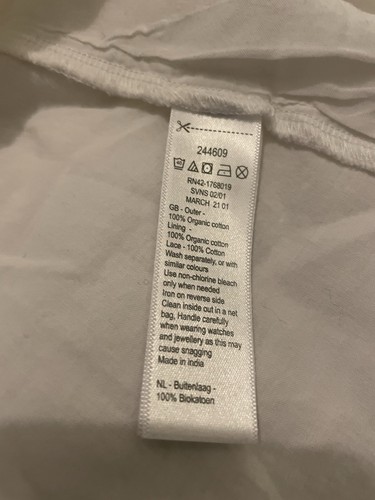 REDUCED: Monsoon White 100% Women’s Cotton Top, Large With Spaghetti Sleeve. - Picture 5 of 6