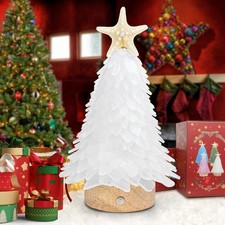 Sea Glass Christmas Tree,8.5 inches Mini Christmas Tree with Lights,Beach Nau...