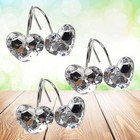12pcs Decorative Crystal Heart Shape Shower hooks Rust Resistant Hooks Glide