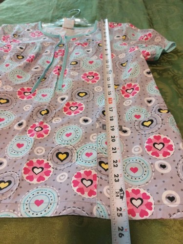 Peaches Scrub Top  Hearts/Circles 💯% Cotton Sz Large  - Picture 5 of 7