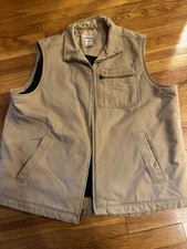 Vtg LL Bean Katahdin Iron Works Vest Mens XXL Tall Heavy Canvas Wool Lined 2XL