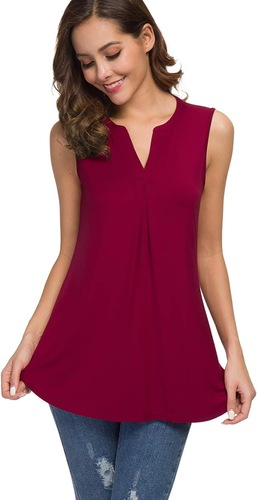 Neineiwu Women'S Summer Sleeveless V Neck Casual Tank Tops Blouse Shirts - Picture 3 of 12