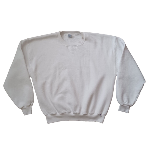Vintage Russell Athletic Sweatshirt Mens Extra Large White Blank Pullover Y2K