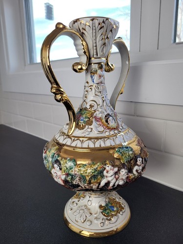 Urna grande Capodimonte Bernini colorida de doble mango de mediados del siglo XX - Imagen 5 de 12