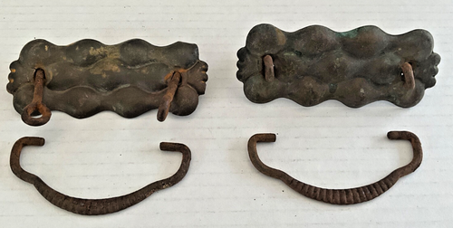 4 Copper Tone Finish Antique Stamped Metal Drawer Pulls with Drop Bails Handle - Picture 11 of 13