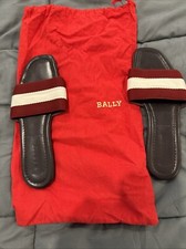 Bally Women's Leather Slip On Slide Sandals Shoes 5.5 Medium - NEW