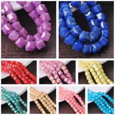 Foil Coated 4mm 6mm 8mm Cube Faceted Cut Opaque Glass Loose Beads lot