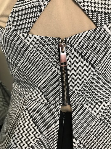 SHEIKE size 12 TOP Madison Check BLACK & WHITE Peplum CROSSOVER BACK - Designer - Picture 7 of 11