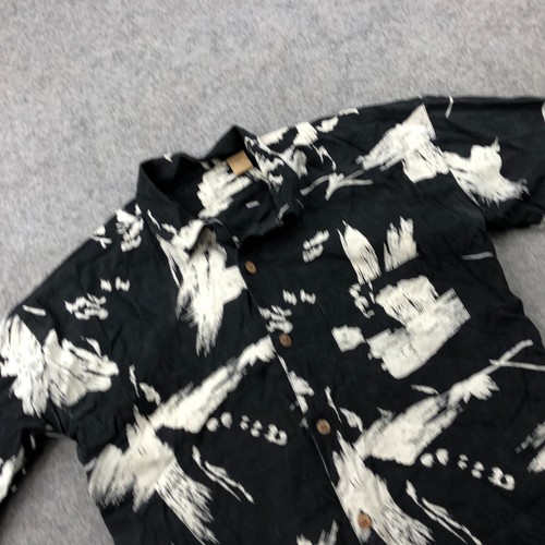 Vintage Silk Circa 1969 Shirt Men Large Black Abstract Pocket Silk Loop Collar - Bild 3 von 10