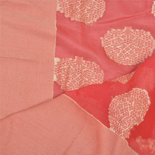 Sanskriti Vintage Dupatta Long Stole Art Silk Peach Embroidered Gota Work Veil - Picture 8 of 8