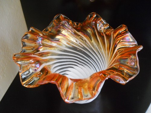 Mouth Blown Iridescent Swirl Art Glass Shade - Picture 3 of 4