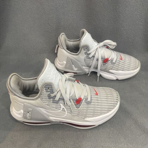 Nike Men’s Lebron Witness 6 Gray Red Athletic Sneakers Shoe Size 9.5 #CZ4052-003 - Picture 2 of 7