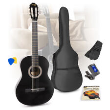 Max Soloart Classic Guitar Pack - Beginner Acoustic Guitar Starter Kit, Black