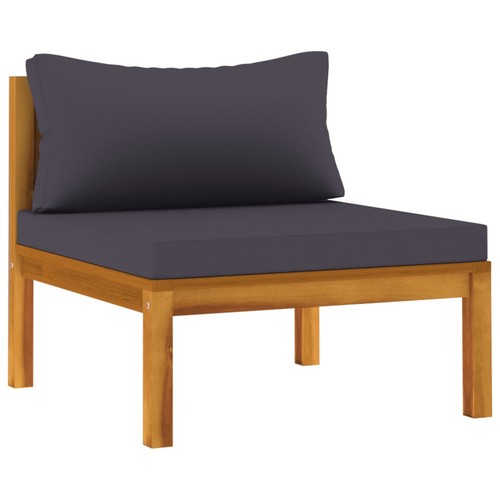 2 Piece Sofa Set with Dark Grey Cushions Solid Acacia Wood U9E2 - Picture 3 of 12