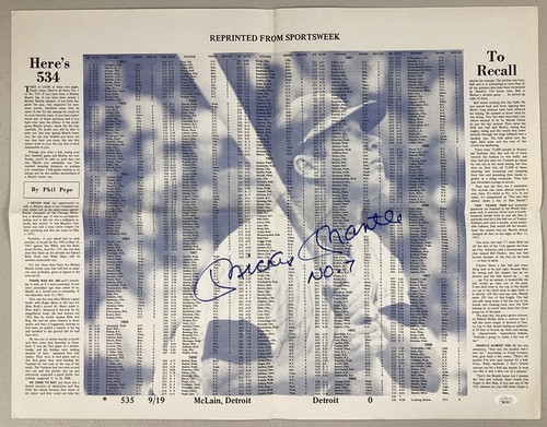 Mickey Mantle Signed Poster 22x17 Print Baseball NY Yankees Autograph HOF JSA - Picture 1 of 11