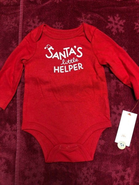 Cat & Jack Baby Boys Red Long Sleeve Santa's Little Helper Christmas Bodysuit Cat & Jack Baby Boys Red Long Sleeve Santa's Little Helper Christmas Bodysuit