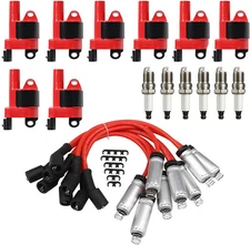 High Performance UF414 Ignition Coil+Spark Plug+Wire For Chevy GMC 5.3L 6.2L V8