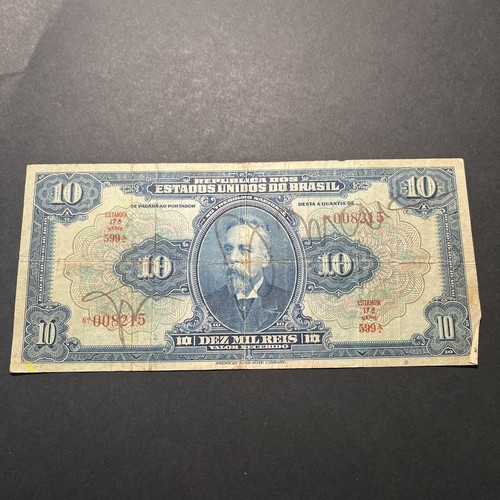 1940er Brasilien 10 Mil Reis Banknote Pick zirkuliert, viele Unterschriften