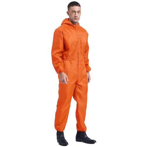 Mens Coverall Flame Jumpsuit Resistant Hooded Mechanic Dungarees Halloween Work - Picture 6 of 50