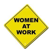 Yellow Aluminum Crossing Sign Women at Work Diamond Street Signal