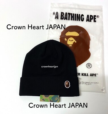 A Bathing Ape ニット帽 黒 AAPE BY A BATHING APE ニット帽 ニットキャップ MAIN KNIT CAP
