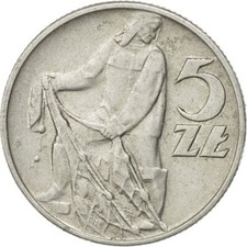 Polish | Poland 5 Zlotych Coin | Fisherman | Eagle | Poland | 1958 - 1974