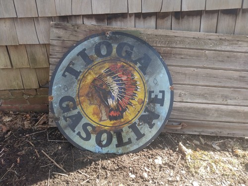 30 Zoll Porzellan Emaille Metall Tankstelle Schild Gas & Öl Tioga Benzin - Bild 6 von 12