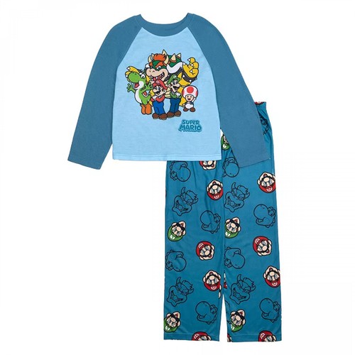 Super Mario Bros. All Over Print Long Sleeve Youth's 2-Piece Pajamas Multi-Color - Picture 1 of 10