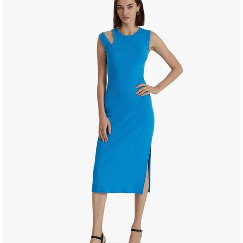 Lauren Ralph Lauren Women's Sleeveless Midi Dress Blue Sz Small NWT Bodycon $125