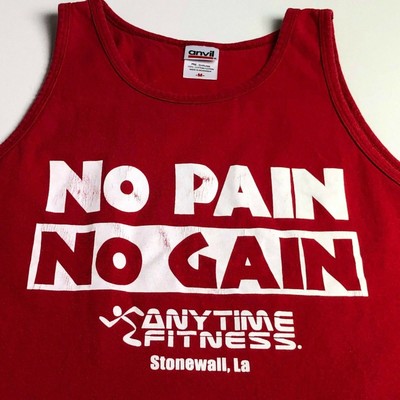 Anytime Fitness No Pain No Gain Adult Workout Tank Top Medium M
