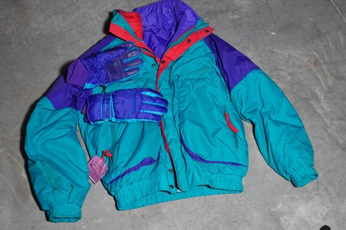Vtg 90s Columbia Ski Jacket Mens Size Radial Sleeve Blue Teal Sz Medium W/ Glove - Picture 2 of 9