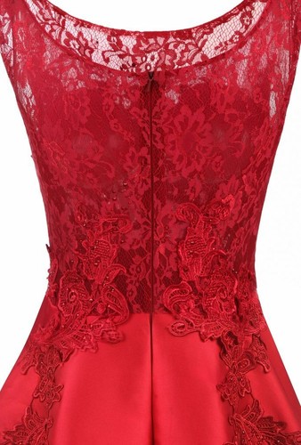 Women Sexy Party Formal Dress Red Sleeveless Short Front Long Back Evening Dress - Picture 5 of 8