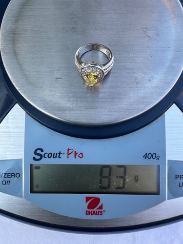 Anillo de cóctel de plata esterlina lágrima amarillo piedra talla 7 firmado 925 circonita cúbica 8,3 g - Imagen 9 de 9