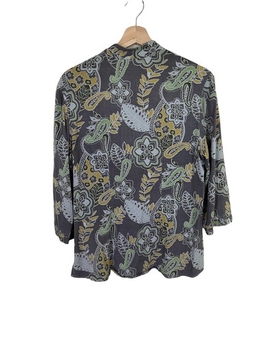 Tianello Bluse Hemd S grau grün Paisley Button Down vorgewaschen 3/4 Ärmel - Bild 2 von 6