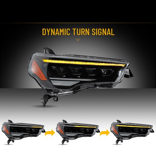 Headlights Assembly For 2014-2021 Toyota 4Runner w/LED DRL Projector Front Lamps - Picture 6 of 18