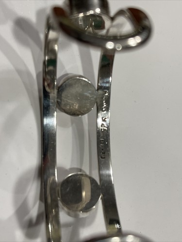 Vintage  Sterling Silver Onyx Heavy Cuff Bracelet 3/4” X 3” Beautiful Condition - Picture 11 of 14