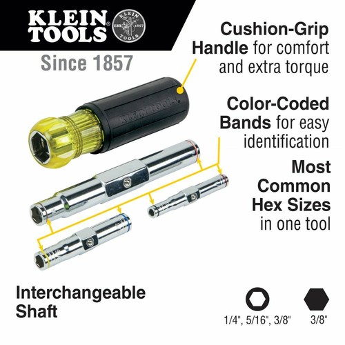 Klein Tools 32800 6-in-1 Multi-Bit Nut Driver, Heavy Duty - Picture 2 of 8