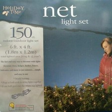Holiday Time 150 Clear Net Lights-New-Green Wire Brand New