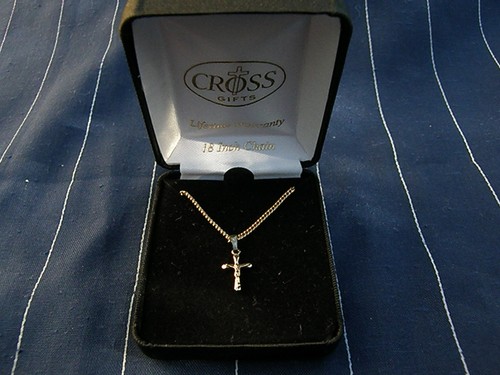 Nuevo Lote de Plata Esterlina .925 Cruzada en Oro, por Cross Gifts con Cadena de 18" P - Imagen 3 de 5
