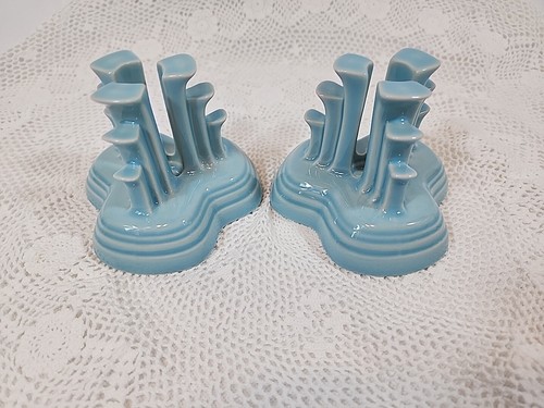 Fiesta Ware NEW IN BOX SKY Blue Pyramid Candle Holders No. 195 of 400 Fiestaware - Picture 9 of 15